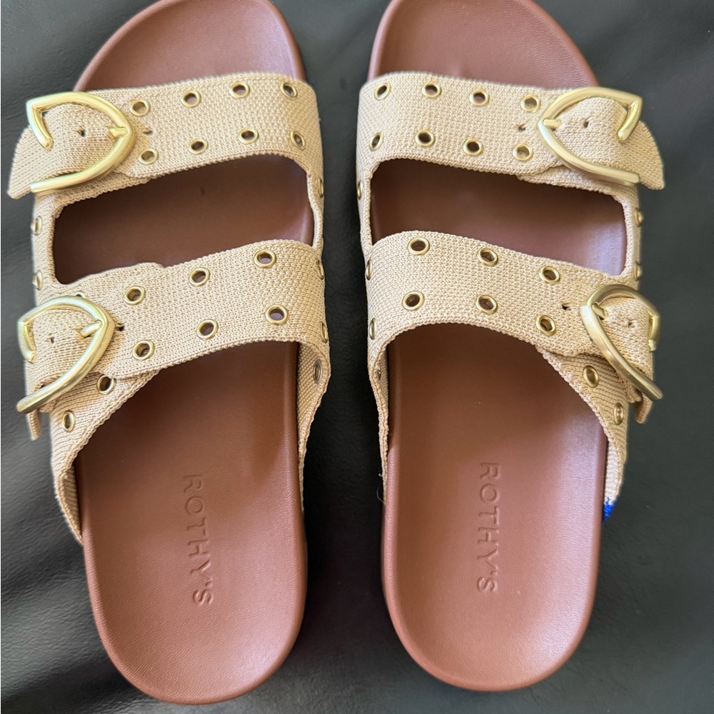 Rothy's Eyelet Buckle Slide (wheat) - Picture 2 of 4